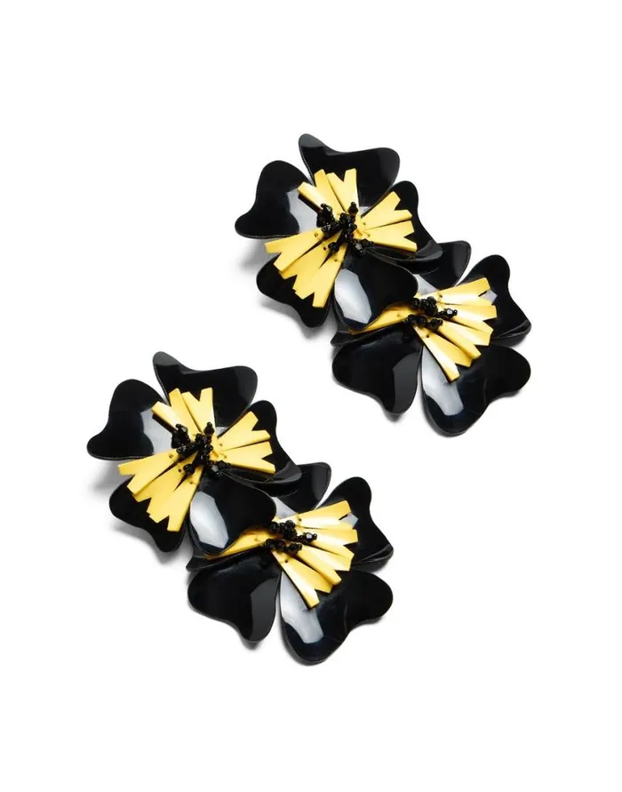 Ready To Wear Jewelry La Double J Flora Earrings Solid Black In Macro Pansy Ready To Wear Jewelry La Double J Flora Earrings Solid Black In Macro Pansy