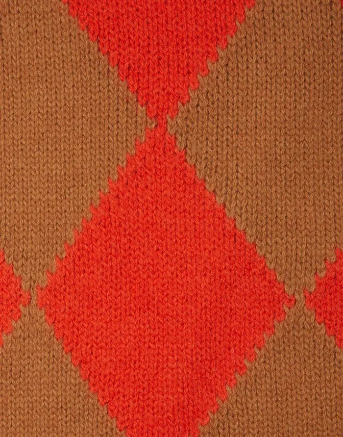 Ready To Wear Knitwear La Double J Argyle Gilet Camel Orange In Wool Ready To Wear Knitwear La Double J Argyle Gilet Camel Orange In Wool