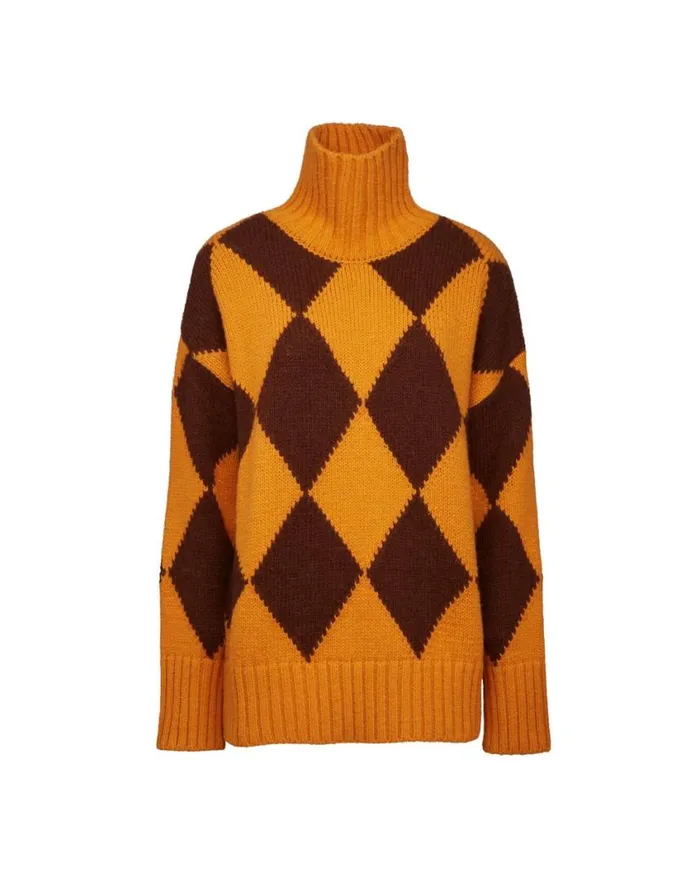 Ready To Wear Knitwear La Double J Argyle Sweater Yellow Brown In Wool Ready To Wear Knitwear La Double J Argyle Sweater Yellow Brown In Wool