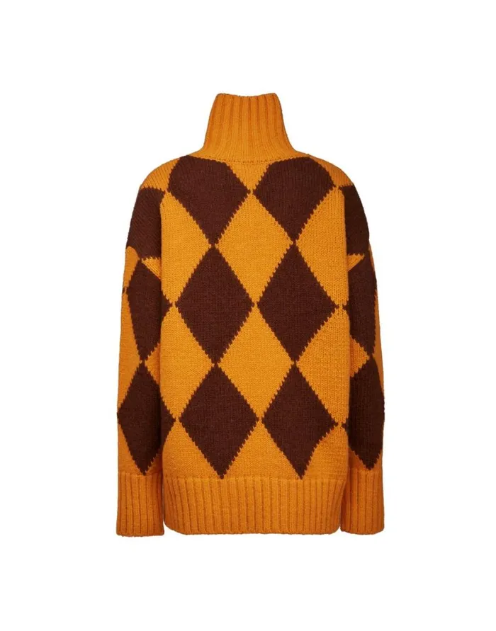 Ready To Wear Knitwear La Double J Argyle Sweater Yellow Brown In Wool Ready To Wear Knitwear La Double J Argyle Sweater Yellow Brown In Wool