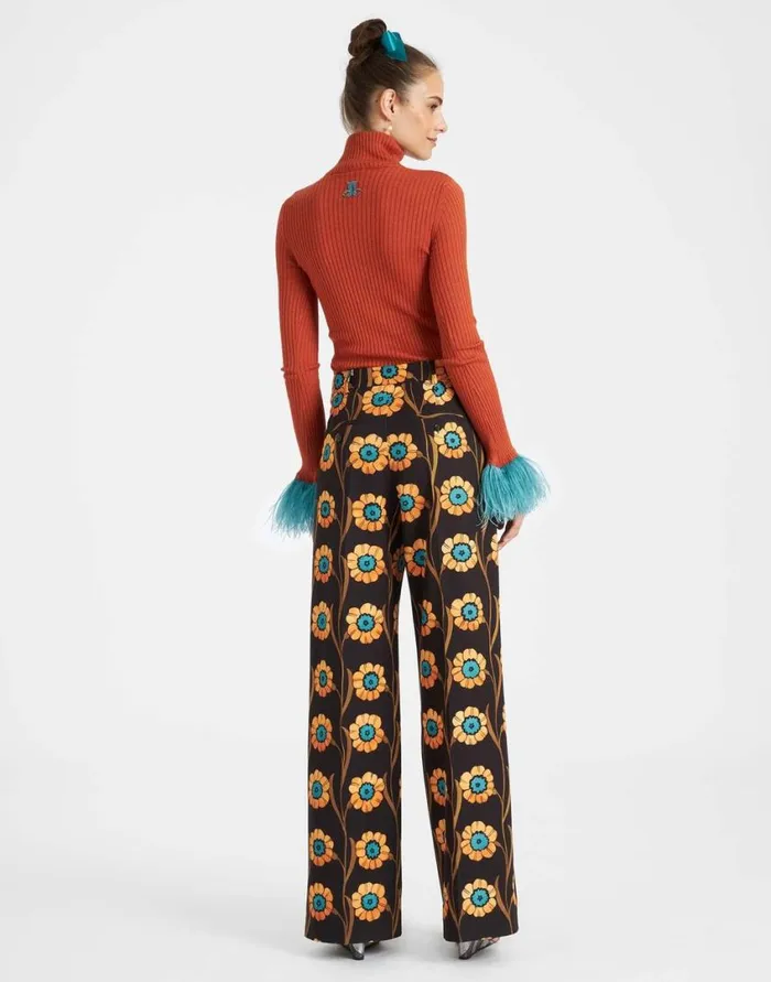 Ready To Wear Knitwear La Double J High Kick Top Orange In Ribbed Silk Cashmere With Feathers Ready To Wear Knitwear La Double J High Kick Top Orange In Ribbed Silk Cashmere With Feathers