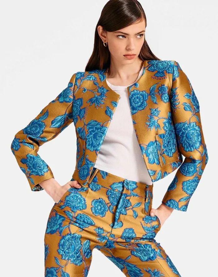 Ready To Wear Outerwear La Double J Bijoux Jacket Hottie Turquoise In Jacquard