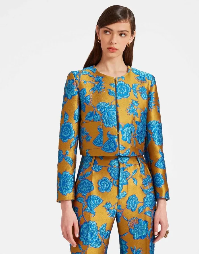 Ready To Wear Outerwear La Double J Bijoux Jacket Hottie Turquoise In Jacquard Ready To Wear Outerwear La Double J Bijoux Jacket Hottie Turquoise In Jacquard