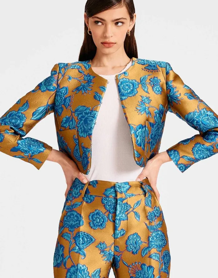 Ready To Wear Outerwear La Double J Bijoux Jacket Hottie Turquoise In Jacquard Ready To Wear Outerwear La Double J Bijoux Jacket Hottie Turquoise In Jacquard
