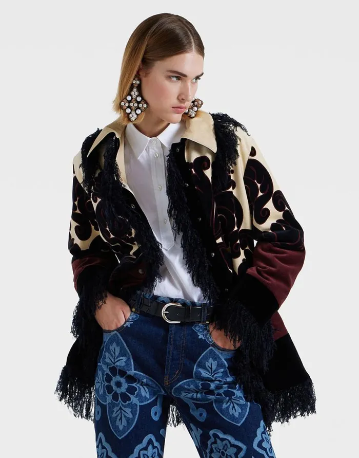 Ready To Wear Outerwear La Double J Bonanza Jacket Corsini Place Cream In Cotton Velvet With Fringes Ready To Wear Outerwear La Double J Bonanza Jacket Corsini Place Cream In Cotton Velvet With Fringes