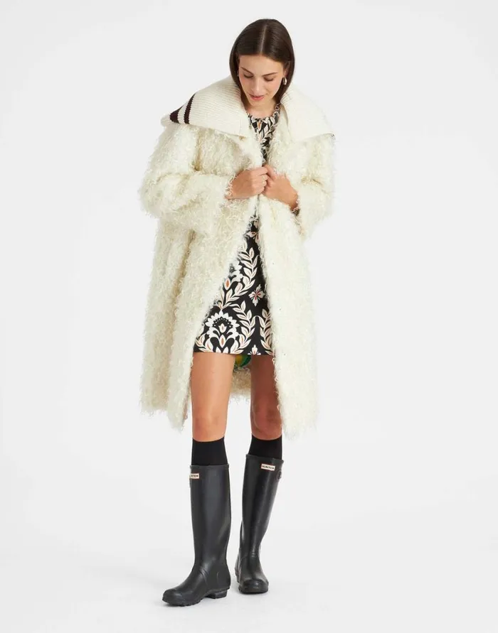 Ready To Wear Outerwear La Double J Iris Coat Ivory In Mohair Eco Fur