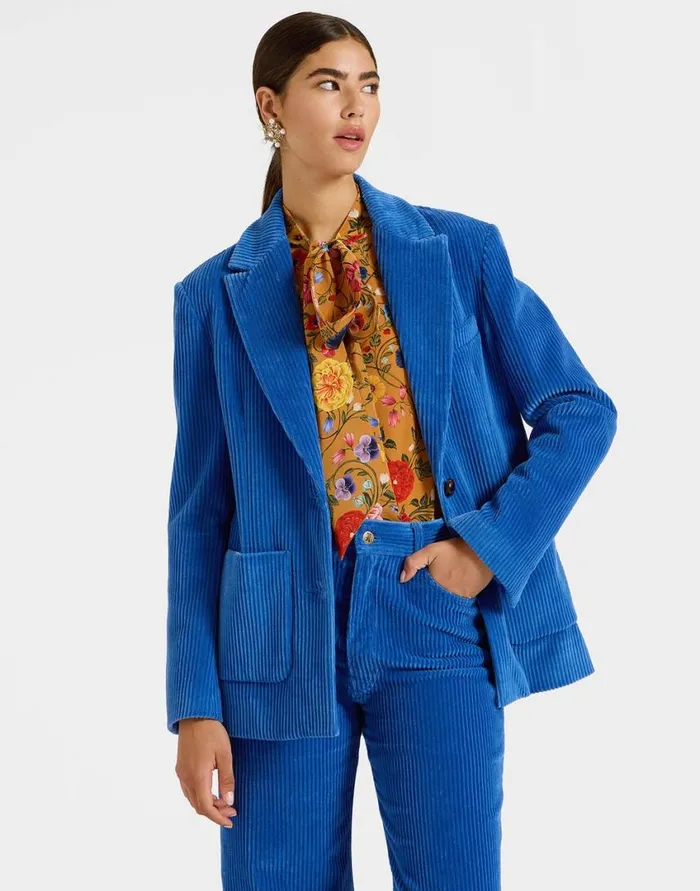 Ready To Wear Outerwear La Double J Kelly Jacket Solid Light Blue In Velvet Corduroy