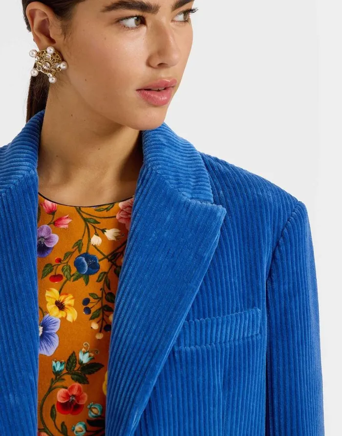 Ready To Wear Outerwear La Double J Kelly Jacket Solid Light Blue In Velvet Corduroy Ready To Wear Outerwear La Double J Kelly Jacket Solid Light Blue In Velvet Corduroy