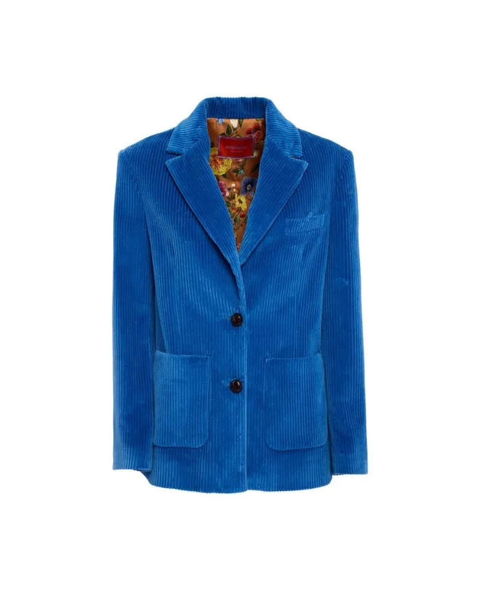 Ready To Wear Outerwear La Double J Kelly Jacket Solid Light Blue In Velvet Corduroy Ready To Wear Outerwear La Double J Kelly Jacket Solid Light Blue In Velvet Corduroy
