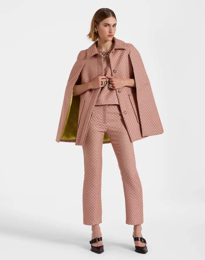Ready To Wear Outerwear La Double J Milano Mini Cape Tulip Pale Pink In Jacquard Ready To Wear Outerwear La Double J Milano Mini Cape Tulip Pale Pink In Jacquard
