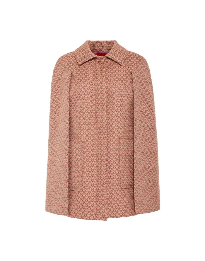Ready To Wear Outerwear La Double J Milano Mini Cape Tulip Pale Pink In Jacquard Ready To Wear Outerwear La Double J Milano Mini Cape Tulip Pale Pink In Jacquard