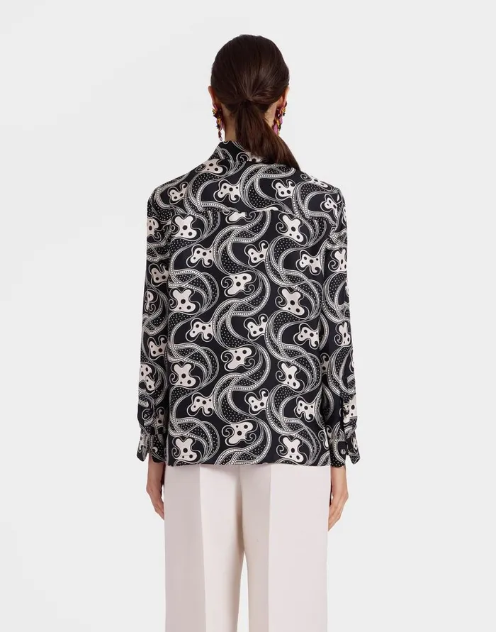 Ready To Wear Shirts and Tops La Double J Boy Shirt Aperol Black and White In Silk Twill Ready To Wear Shirts and Tops La Double J Boy Shirt Aperol Black and White In Silk Twill
