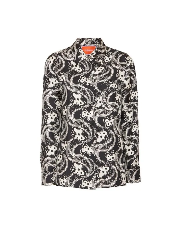 Ready To Wear Shirts and Tops La Double J Boy Shirt Aperol Black and White In Silk Twill Ready To Wear Shirts and Tops La Double J Boy Shirt Aperol Black and White In Silk Twill