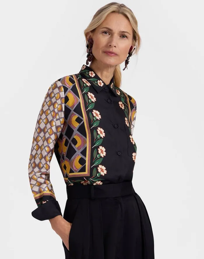 Ready To Wear Shirts and Tops La Double J Boy Shirt Dazed Place Black In Silk Twill