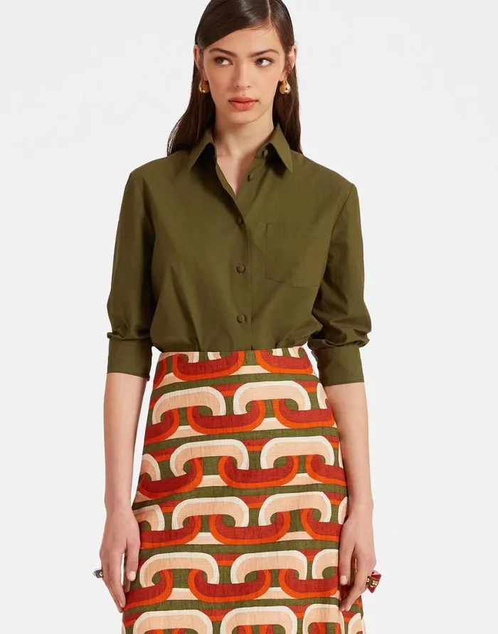 Ready To Wear Shirts and Tops La Double J Boy Shirt Solid Camouflage In Crisp Poplin Ready To Wear Shirts and Tops La Double J Boy Shirt Solid Camouflage In Crisp Poplin