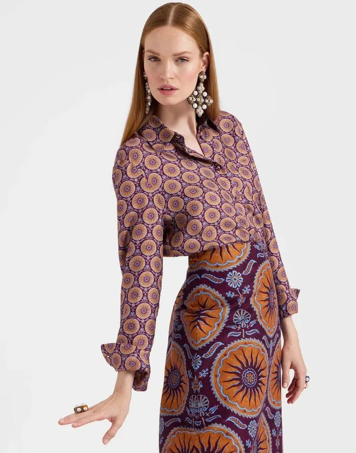 Ready To Wear Shirts and Tops La Double J Boy Shirt Sovereign Mini Purple In Silk Twill Ready To Wear Shirts and Tops La Double J Boy Shirt Sovereign Mini Purple In Silk Twill