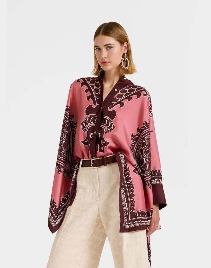 Ready To Wear Shirts and Tops La Double J Foulard Shirt Oltrarno Place Pink In Silk Twill Ready To Wear Shirts and Tops La Double J Foulard Shirt Oltrarno Place Pink In Silk Twill