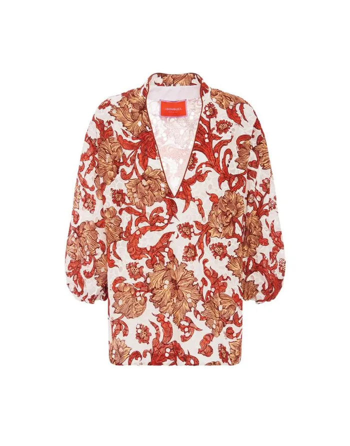 Ready To Wear Shirts and Tops La Double J Jackie Shirt Reef White In Printed Lace Ready To Wear Shirts and Tops La Double J Jackie Shirt Reef White In Printed Lace