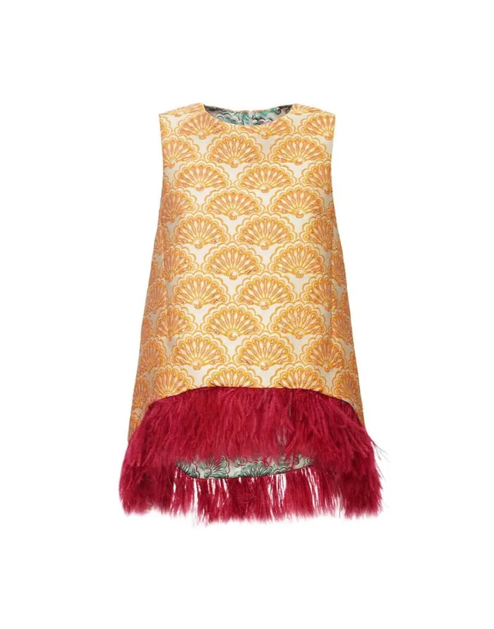 Ready To Wear Shirts and Tops La Double J La Scala Top Fans Gold In Jacquard With Feathers Ready To Wear Shirts and Tops La Double J La Scala Top Fans Gold In Jacquard With Feathers