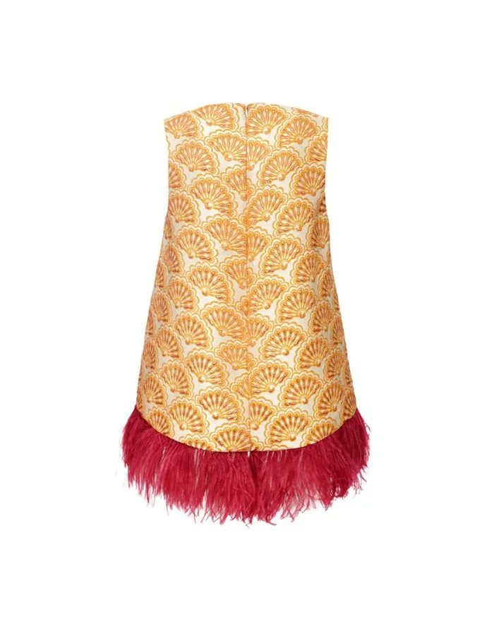 Ready To Wear Shirts and Tops La Double J La Scala Top Fans Gold In Jacquard With Feathers Ready To Wear Shirts and Tops La Double J La Scala Top Fans Gold In Jacquard With Feathers