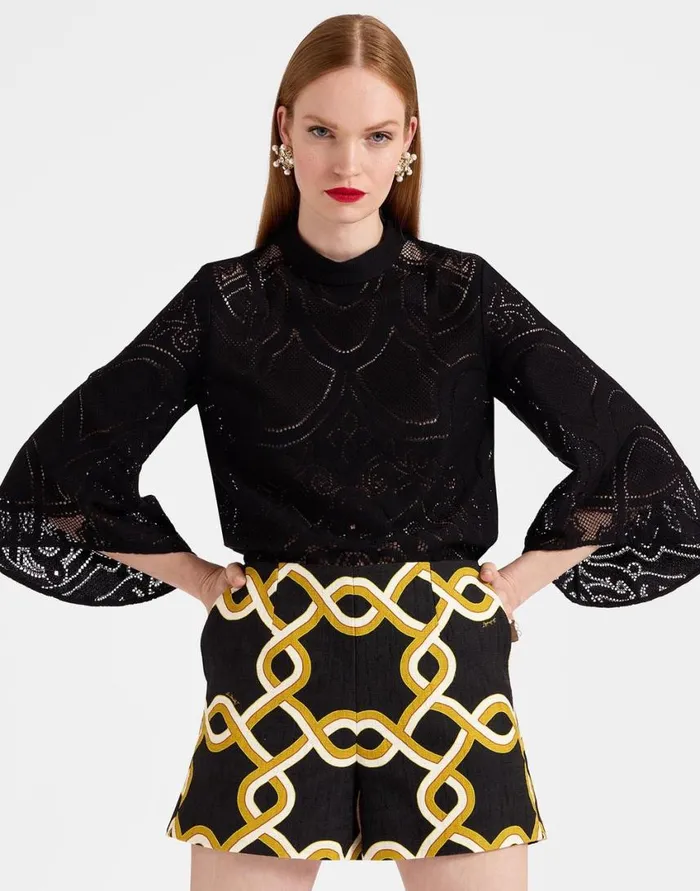 Ready To Wear Shirts and Tops La Double J Lacey Make An Exit Top Solid Black In Embroidered Cotton Ready To Wear Shirts and Tops La Double J Lacey Make An Exit Top Solid Black In Embroidered Cotton