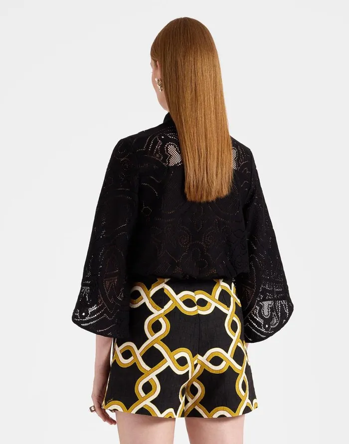 Ready To Wear Shirts and Tops La Double J Lacey Make An Exit Top Solid Black In Embroidered Cotton Ready To Wear Shirts and Tops La Double J Lacey Make An Exit Top Solid Black In Embroidered Cotton