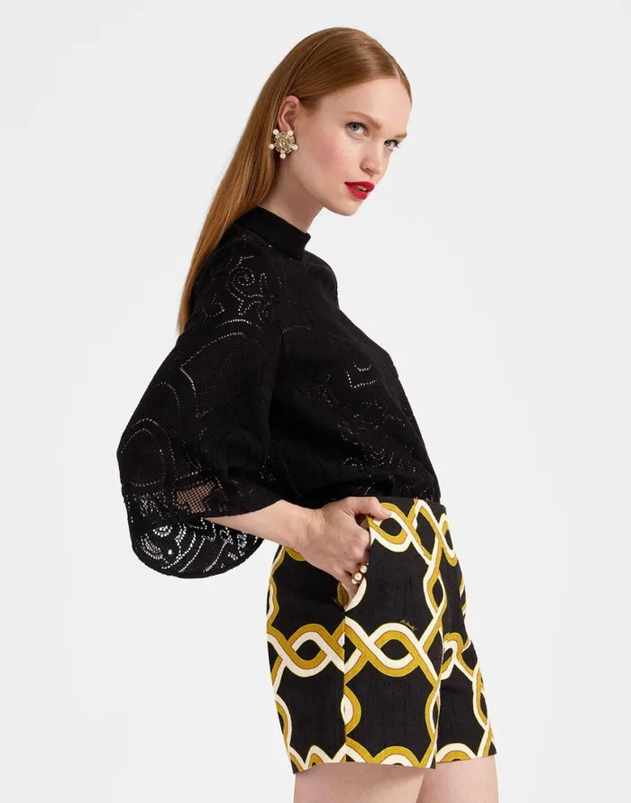 Ready To Wear Shirts and Tops La Double J Lacey Make An Exit Top Solid Black In Embroidered Cotton Ready To Wear Shirts and Tops La Double J Lacey Make An Exit Top Solid Black In Embroidered Cotton