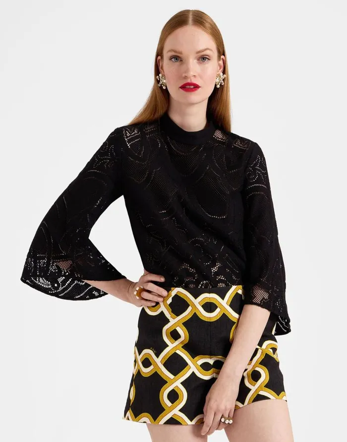 Ready To Wear Shirts and Tops La Double J Lacey Make An Exit Top Solid Black In Embroidered Cotton Ready To Wear Shirts and Tops La Double J Lacey Make An Exit Top Solid Black In Embroidered Cotton