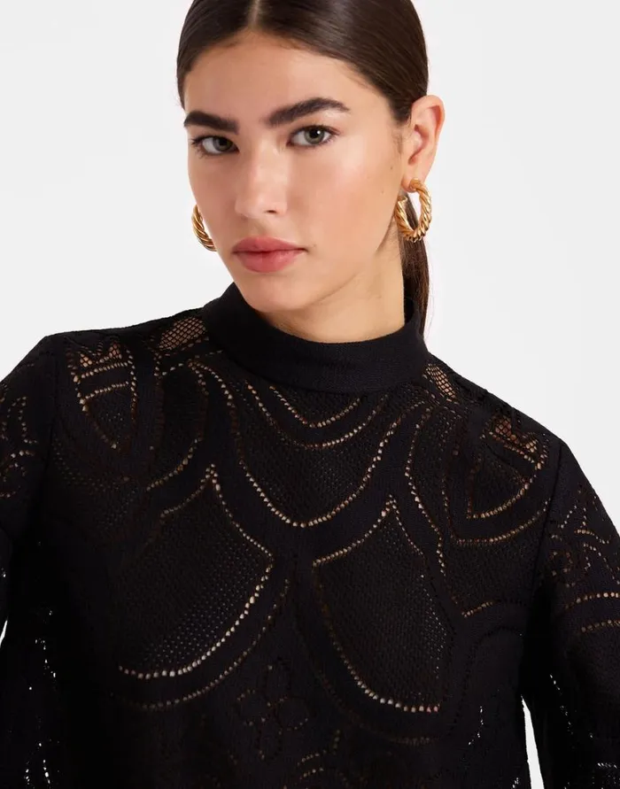Ready To Wear Shirts and Tops La Double J Lacey Make An Exit Top Solid Black In Embroidered Cotton Ready To Wear Shirts and Tops La Double J Lacey Make An Exit Top Solid Black In Embroidered Cotton