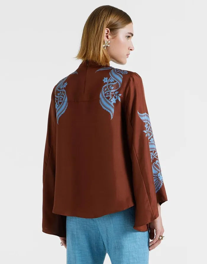 Ready To Wear Shirts and Tops La Double J Make An Exit Top Signoria Place Brown In Silk Twill Ready To Wear Shirts and Tops La Double J Make An Exit Top Signoria Place Brown In Silk Twill