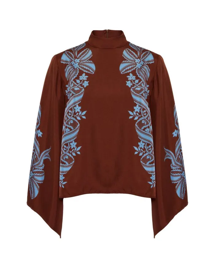 Ready To Wear Shirts and Tops La Double J Make An Exit Top Signoria Place Brown In Silk Twill Ready To Wear Shirts and Tops La Double J Make An Exit Top Signoria Place Brown In Silk Twill