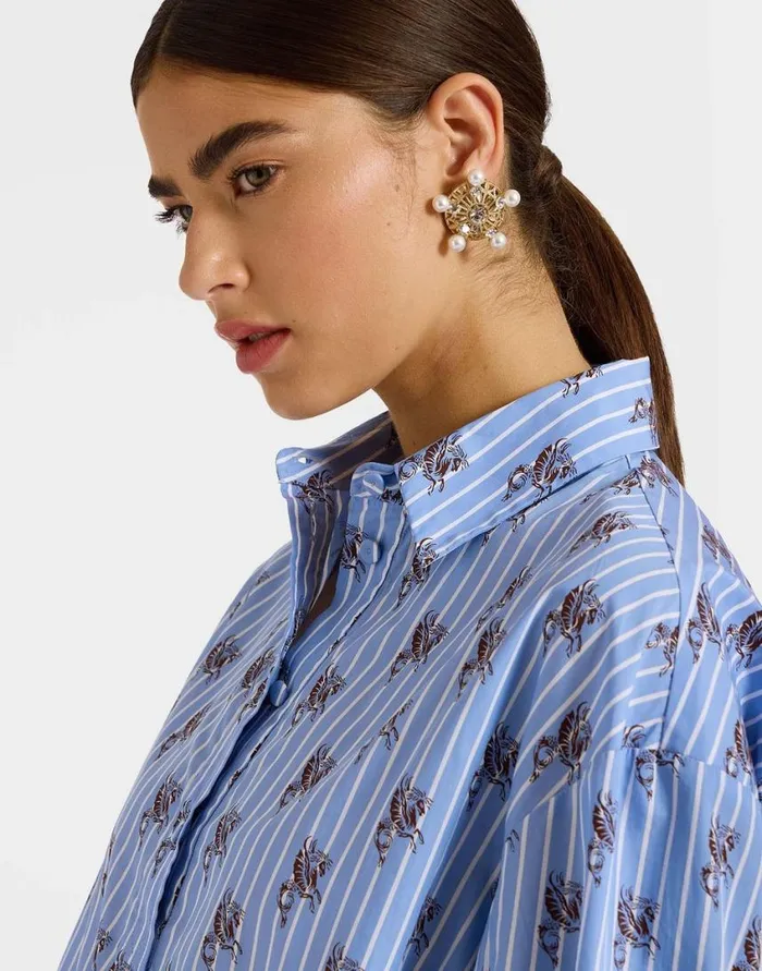 Ready To Wear Shirts and Tops La Double J Poet Shirt Gryphos Light Blue In Cotton Poplin Ready To Wear Shirts and Tops La Double J Poet Shirt Gryphos Light Blue In Cotton Poplin