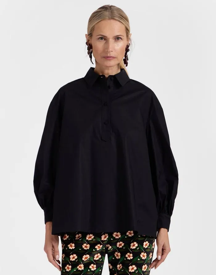 Ready To Wear Shirts and Tops La Double J Poet Shirt Solid Black In Cotton Poplin
