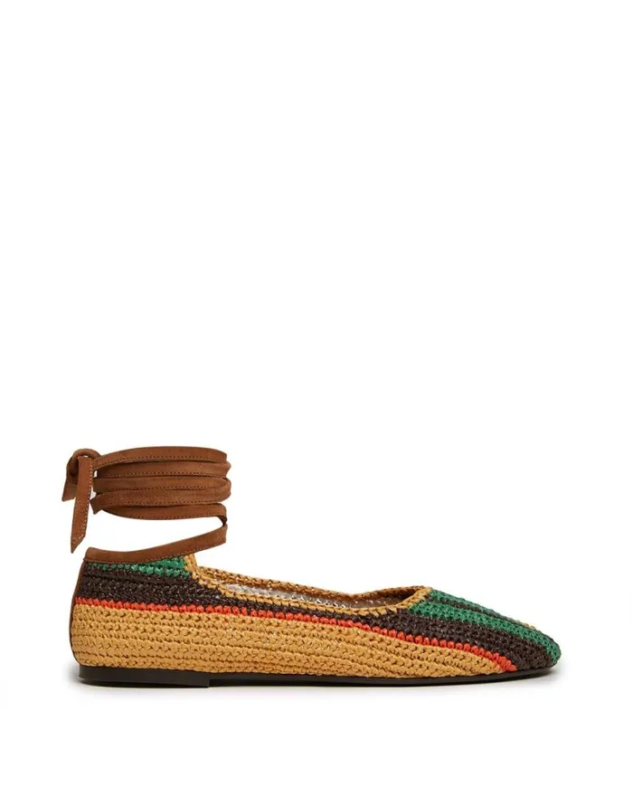 Ready To Wear Shoes La Double J Ballerina Flats Multicolor Cioccolato In Raffia Ready To Wear Shoes La Double J Ballerina Flats Multicolor Cioccolato In Raffia