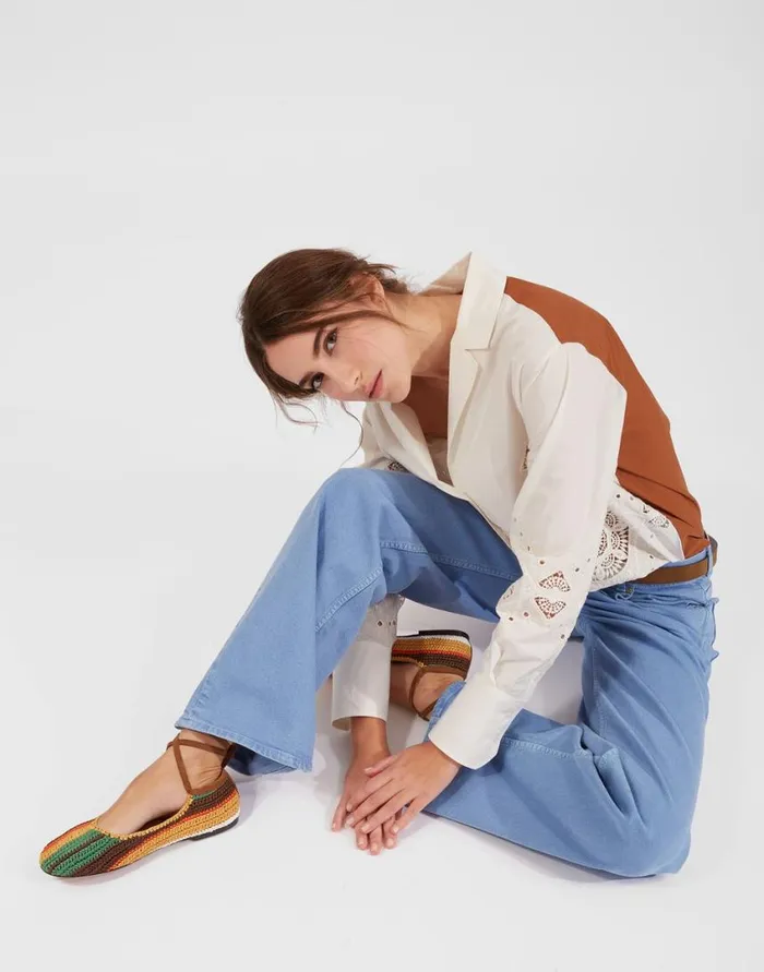Ready To Wear Shoes La Double J Ballerina Flats Multicolor Cioccolato In Raffia Ready To Wear Shoes La Double J Ballerina Flats Multicolor Cioccolato In Raffia