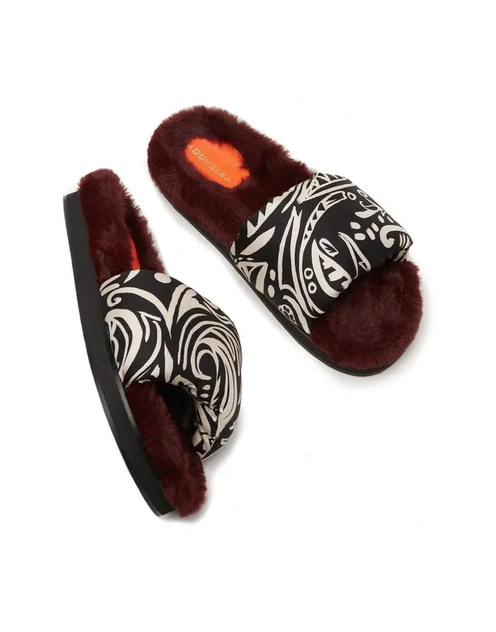 Ready To Wear Shoes La Double J Furry Slides Fauve In Twill Ready To Wear Shoes La Double J Furry Slides Fauve In Twill
