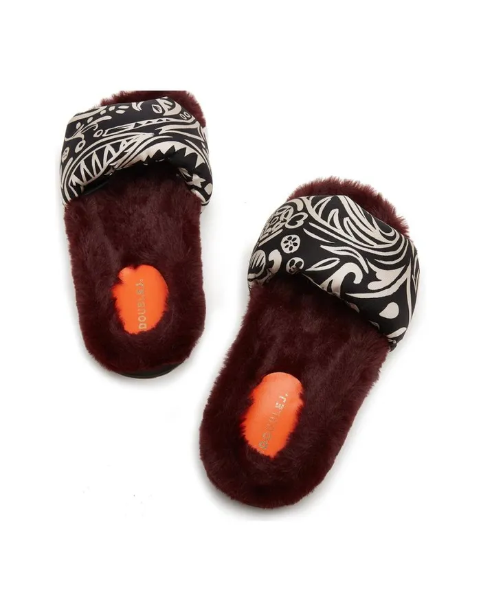 Ready To Wear Shoes La Double J Furry Slides Fauve In Twill Ready To Wear Shoes La Double J Furry Slides Fauve In Twill