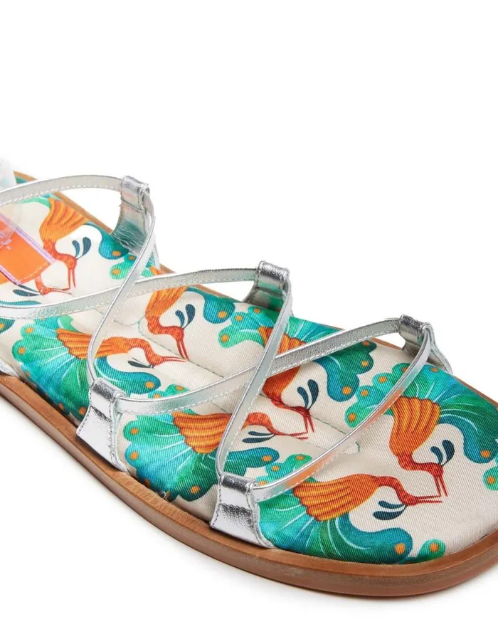 Ready To Wear Shoes La Double J Gladiator Sandals Kissers In Twill Ready To Wear Shoes La Double J Gladiator Sandals Kissers In Twill