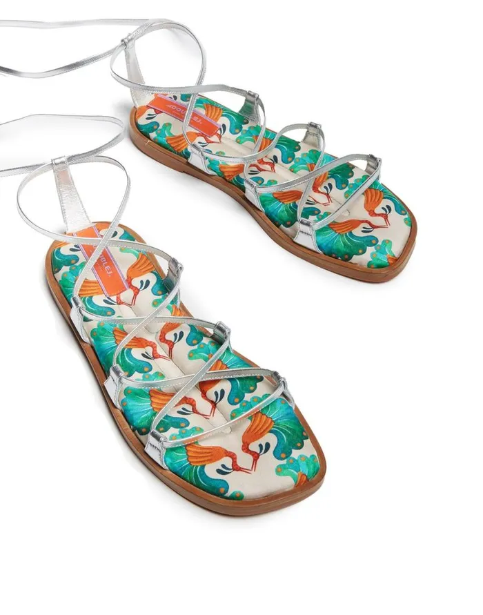 Ready To Wear Shoes La Double J Gladiator Sandals Kissers In Twill Ready To Wear Shoes La Double J Gladiator Sandals Kissers In Twill