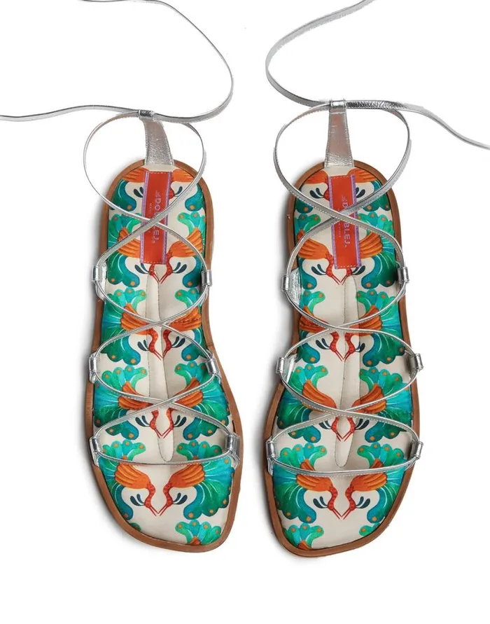 Ready To Wear Shoes La Double J Gladiator Sandals Kissers In Twill Ready To Wear Shoes La Double J Gladiator Sandals Kissers In Twill