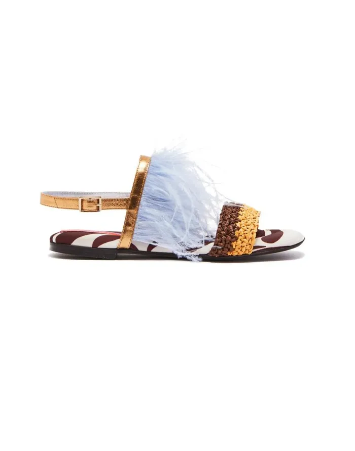 Ready To Wear Shoes La Double J Medal Sandal Watermarble In Twill