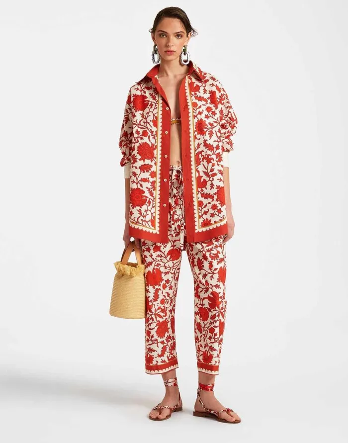 Ready To Wear Shorts and Pants La Double J Drawstring Pants Dragonflower Mini Red In Summer Poplin Ready To Wear Shorts and Pants La Double J Drawstring Pants Dragonflower Mini Red In Summer Poplin
