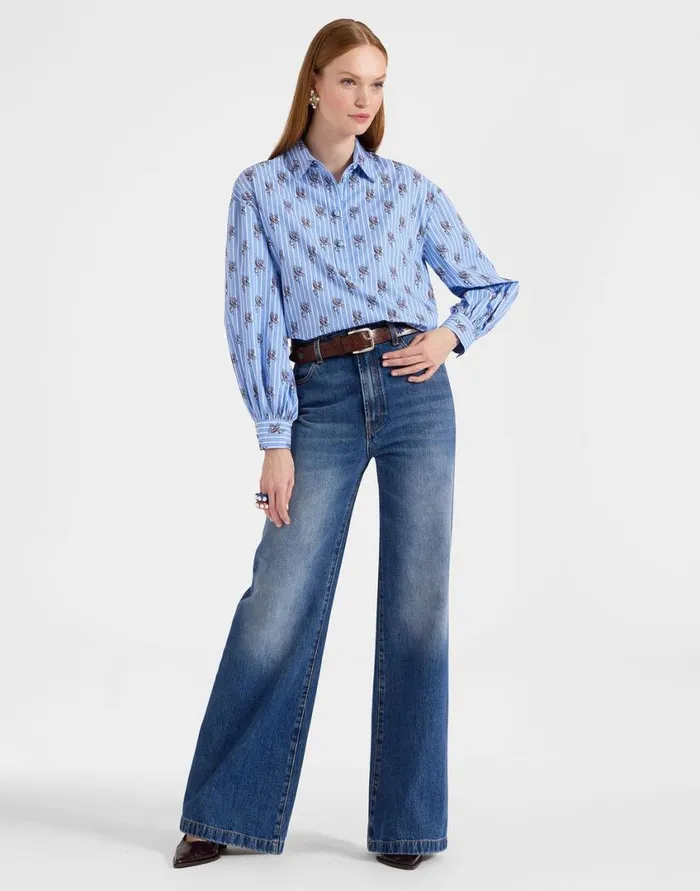 Ready To Wear Shorts and Pants La Double J Flare Jeans Blue In Denim Ready To Wear Shorts and Pants La Double J Flare Jeans Blue In Denim