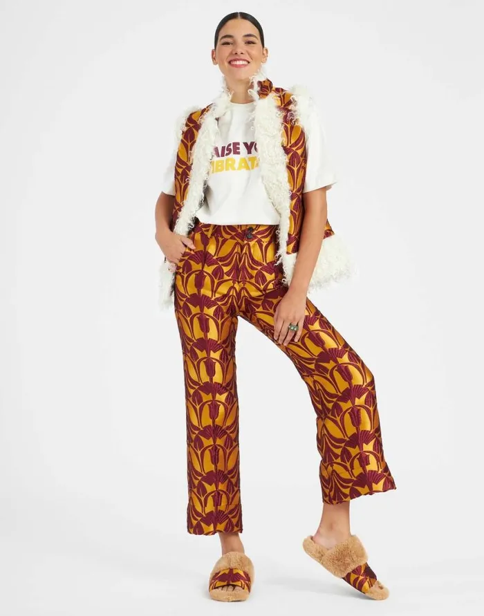Ready To Wear Shorts and Pants La Double J Hendrix Pants Papyrus Gold In Jacquard