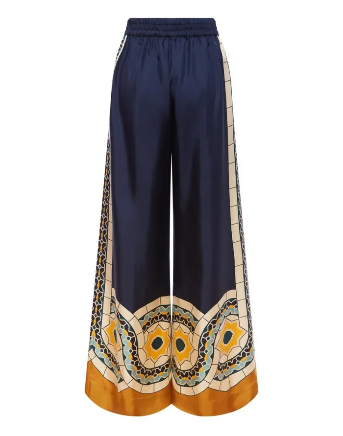 Ready To Wear Shorts and Pants La Double J Palazzo Pants Mudejar Place Blue In Silk Twill Ready To Wear Shorts and Pants La Double J Palazzo Pants Mudejar Place Blue In Silk Twill