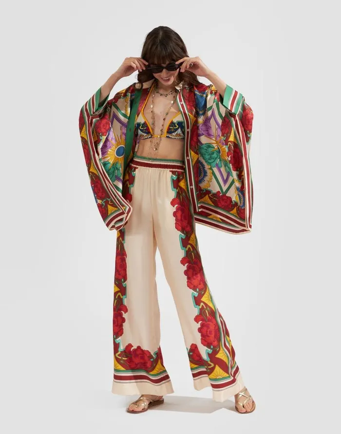 Ready To Wear Shorts and Pants La Double J Palazzo Pants Placed Taormina Place Ivory In Twill Silk Ready To Wear Shorts and Pants La Double J Palazzo Pants Placed Taormina Place Ivory In Twill Silk