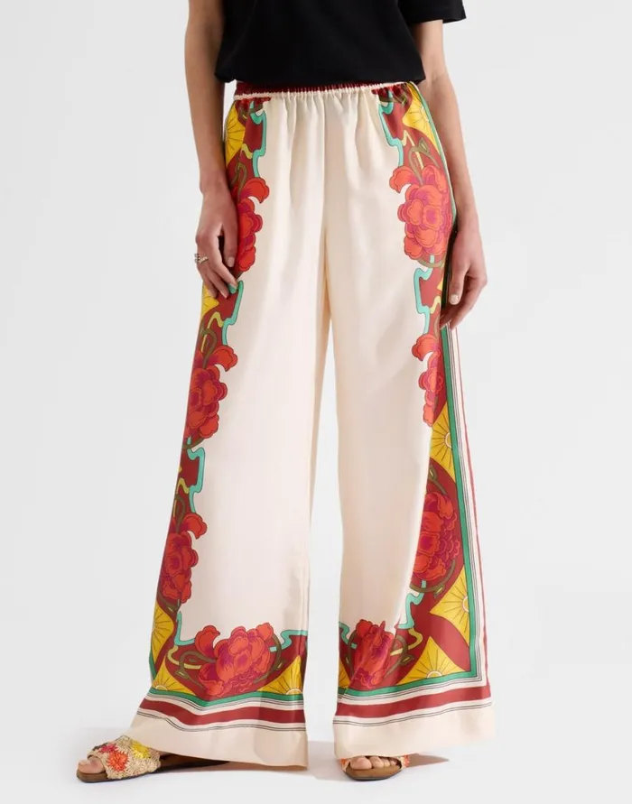 Ready To Wear Shorts and Pants La Double J Palazzo Pants Placed Taormina Place Ivory In Twill Silk Ready To Wear Shorts and Pants La Double J Palazzo Pants Placed Taormina Place Ivory In Twill Silk