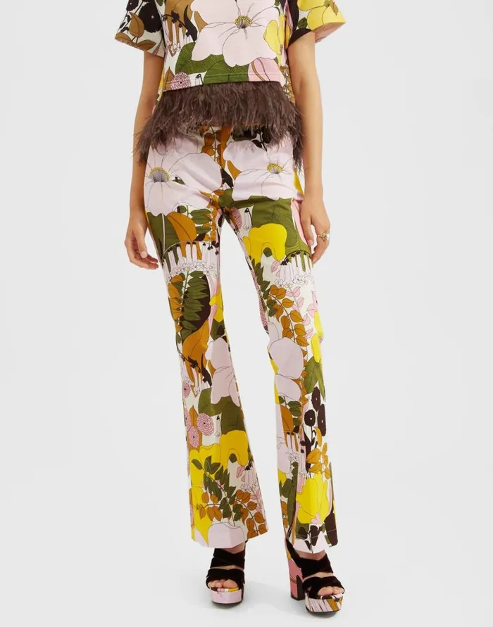 Ready To Wear Shorts and Pants La Double J Saturday Night Pants Big Flower Rose In Heavy Cotton Stretch Ready To Wear Shorts and Pants La Double J Saturday Night Pants Big Flower Rose In Heavy Cotton Stretch