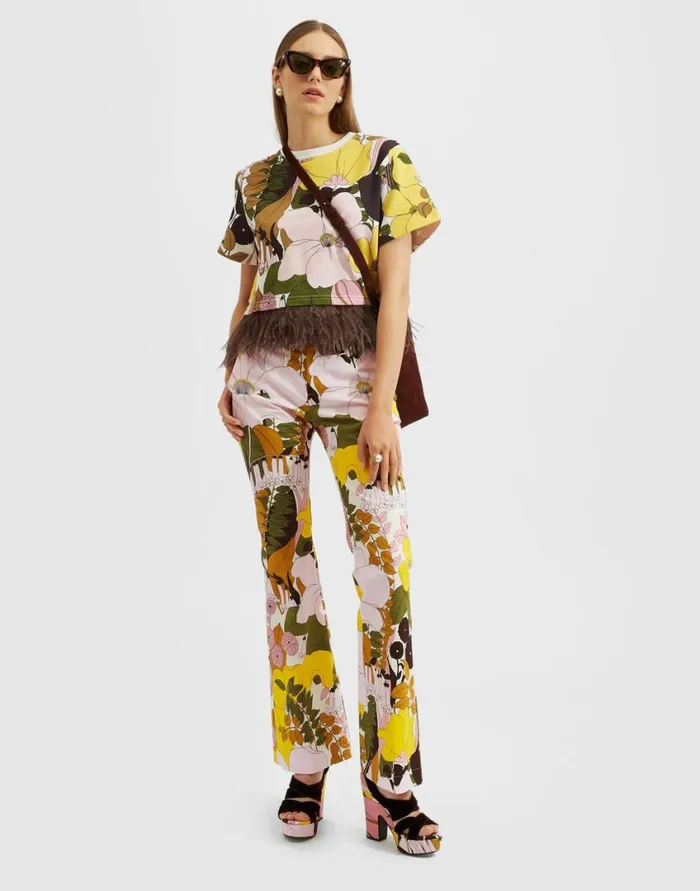Ready To Wear Shorts and Pants La Double J Saturday Night Pants Big Flower Rose In Heavy Cotton Stretch Ready To Wear Shorts and Pants La Double J Saturday Night Pants Big Flower Rose In Heavy Cotton Stretch