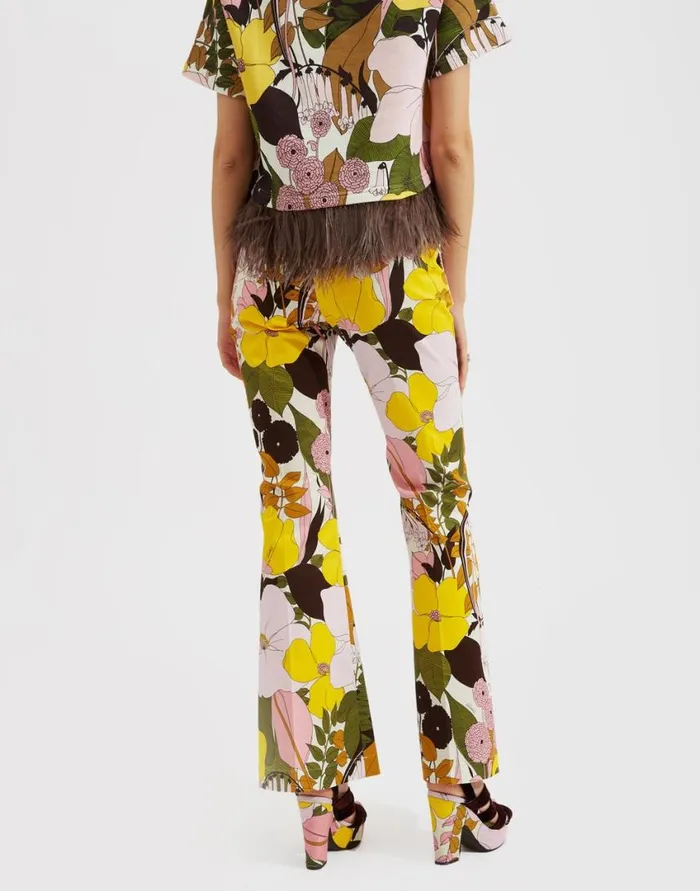 Ready To Wear Shorts and Pants La Double J Saturday Night Pants Big Flower Rose In Heavy Cotton Stretch Ready To Wear Shorts and Pants La Double J Saturday Night Pants Big Flower Rose In Heavy Cotton Stretch